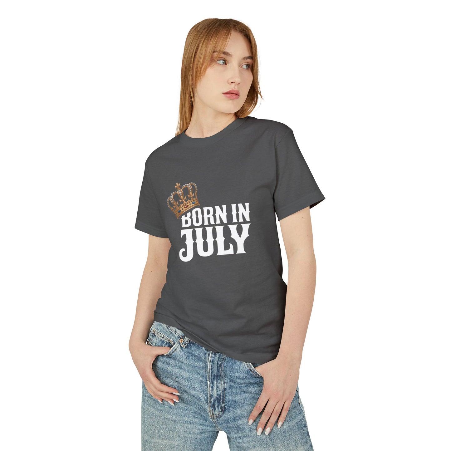 Born in July Crown Tee, Unisex Birthday Shirt